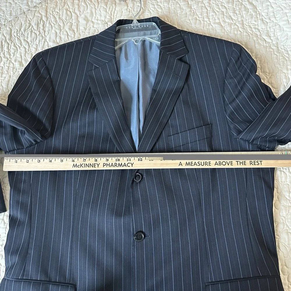 Hugo‎ Boss Rossellini Cinemau Wool Jacket Sport Coat Men's 44L Black  Pinstripe